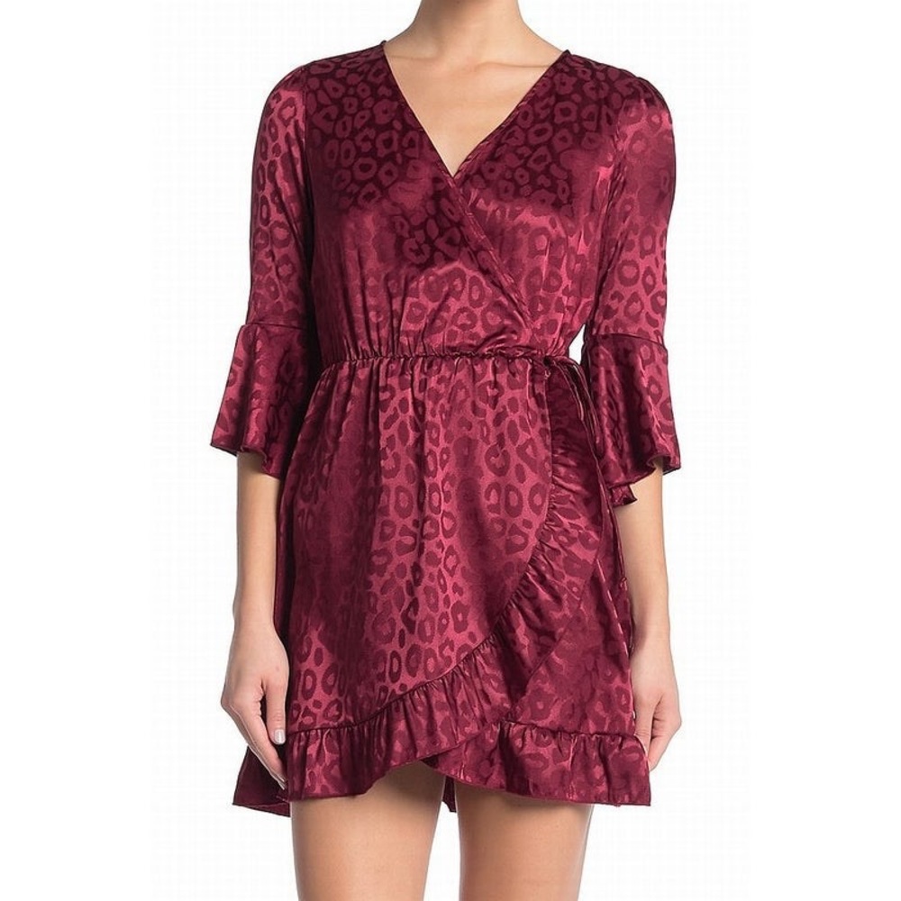 charmed hearts satin leopard dress